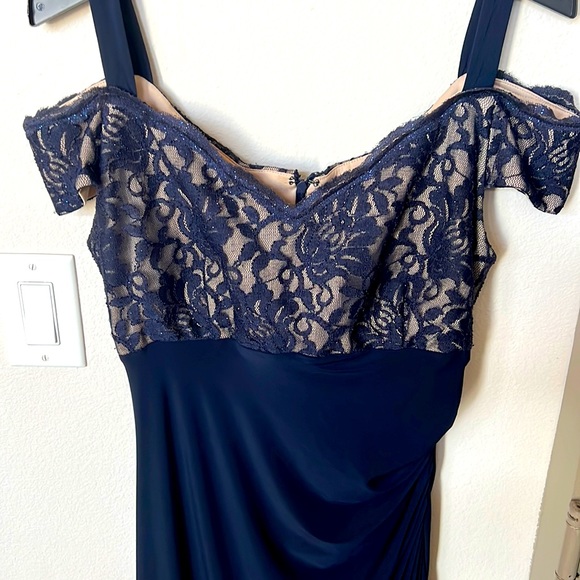 R&M Richards Dresses & Skirts - R & M Richards Navy blue floor length off the shoulder gown.